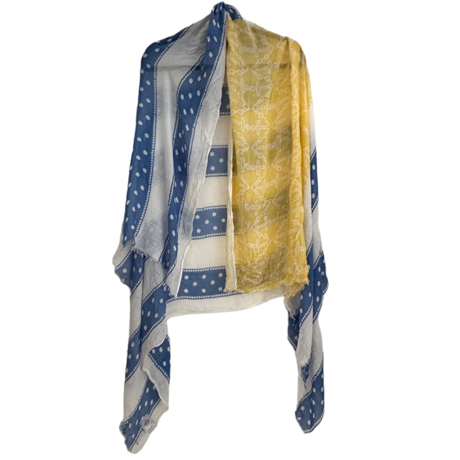 Sperry Blue Yellow And White Nautical Lightweight Scarf Wrap